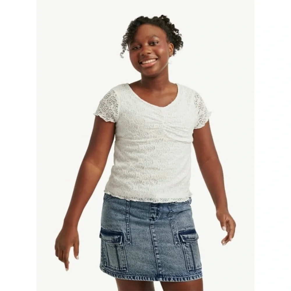 Justice Girls Lace Tee White Size Large 12/14